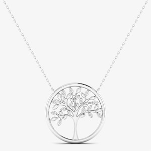 14K Solid Gold Diamond Tree of Life Necklace, Tree Of Life Pendant, Diamond Tree of Life Pendant, Family Tree Pendant, 14KT Diamond Pendant