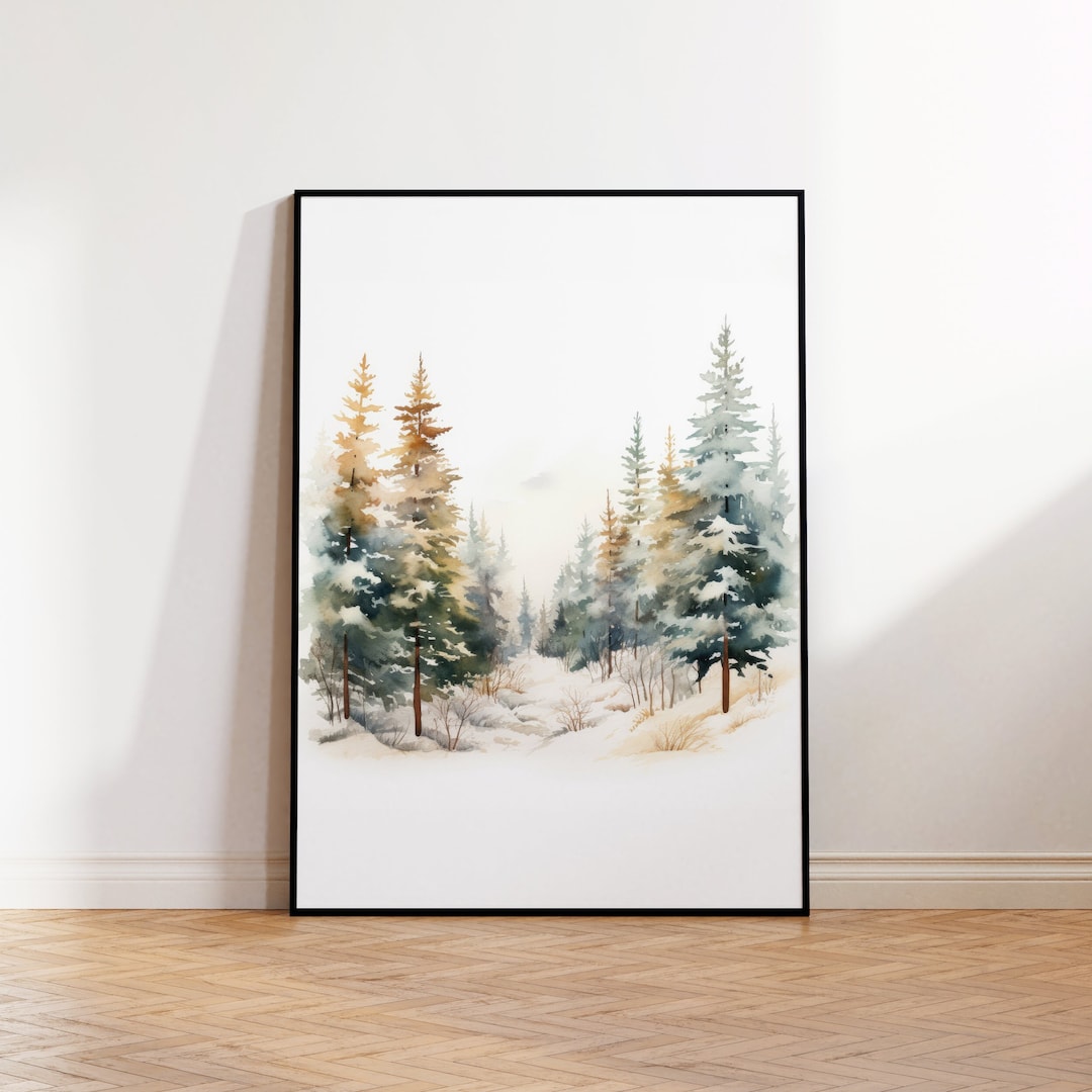 Winter Forest Art Print Winter Wall Decor Printable Nature Etsy