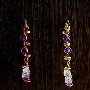 Amethyst Hair Jewelry - For Locs, Braids, and Twists