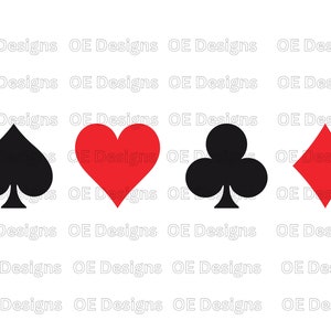 Digital Playing Card Suits SVG Collection - Hearts, Diamonds, Clubs, Spades - Vector Graphics for Crafts, DIY Projects, Card Games