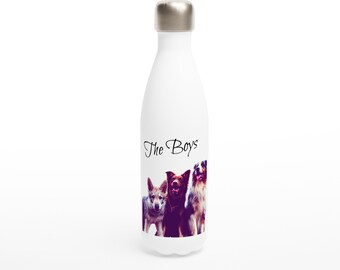 Bouteille d’eau isolée personnalisée utilisant photo d’animal de compagnie + nom bouteille de chien personnalisée bouteille de chat personnalisée cadeau personnalisé