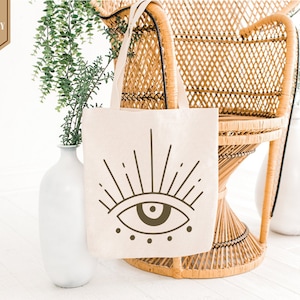 Evil Eye Tote Bag, Evil Eye Beach Bag, Vacation Summer Gift, Aesthetic Spring Tote Bag, Mystical Tote Bag, Protection Tote Bag,Birthday Gift