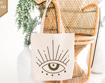 Sac fourre-tout mauvais oeil, sac de plage mauvais oeil, cadeau d'été de vacances, sac fourre-tout esthétique de printemps, sac fourre-tout mystique, sac fourre-tout de protection, cadeau d'anniversaire