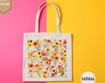 Wildflower Tote Bag, Vintage Wildflowers Tote Bag, Aesthetic Tote Bag, Eco-Friendly Shopping Bag, Floral Gift For Her, Floral Tote Bag