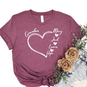 Personalized Grandma, Custom Grandma Shirt,  Gift For Grandma, Mother&#39;s Day Shirt, Grandma Shirt, Grandma Heart Shirt, Gift For Mom