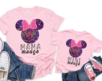 Mama and Mini Mouse Shirt, Personalized Matching Family Mouse Shirt, Matching Disney Tee, Mini Mouse T-Shirt, Disney Mom and Daughter Shirt