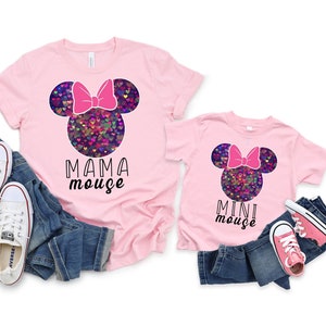 Mama and Mini Mouse Shirt, Personalized Matching Family Mouse Shirt, Matching Disney Tee, Mini Mouse T-Shirt, Disney Mom and Daughter Shirt