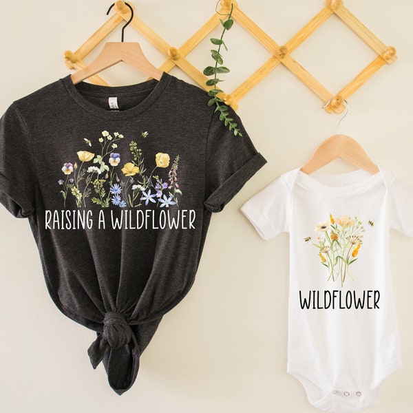 Raising A Wildflower and Wildflower Shirts, Mama Mini Matching Set, Mommy & Me Outfits, Mama Mini Shirt, Baby Shower Gift, New Mom Gift Idea