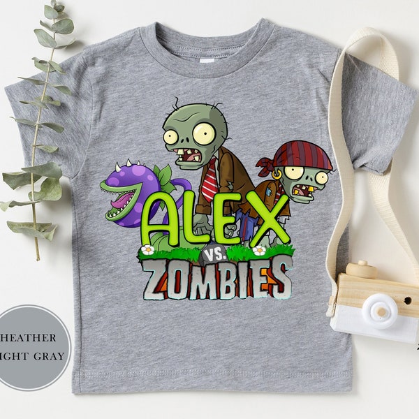 Personalized Plants vs Zombies Custom Birthday Shirt, Raglan Family Matching Shirt, Plants vs Zombies Personalized Family Birthday Party Tee