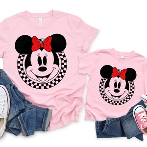 Checkered Mickey and Minnie  Shirt, Disney Mickey Minnie Shirt, Disney Couple Shirt, Disney Valentine Shirt, Mickey Head Shirt, Couple Shirt