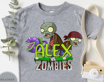 Personalized Plants vs Zombies Custom Birthday Shirt, Raglan Family Matching Shirt, Plants vs Zombies Personalized Family Birthday Party Tee
