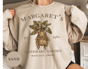 Sweat personnalisé mandragore cultivé comme par magie, sweat sorcier, sweat herboristerie, sweat mandragore, sweat cadeau prénom personnalisé