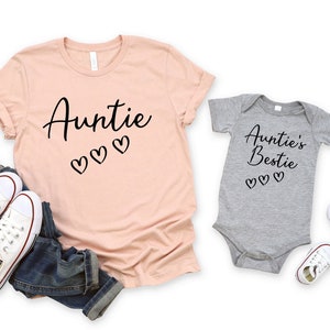 Auntie and Auntie&#39;s Bestie Personalized Matching Set, Personalized Aunt and Nephew Set, Custom Baby Shower, Family Best Matching Set