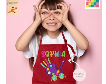 Personalized Art Party Apron, Paint Apron, Child Apron, Birthday Apron, Paint Party Apron, Custom Kid&#39;s Apron, Custom Paint Apron for Child