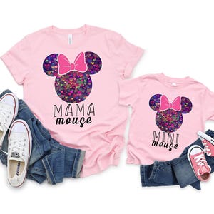 Mama and Mini Mouse Shirt, Personalized Matching Family Mouse Shirt, Matching Disney Tee, Mini Mouse T-Shirt, Disney Mom and Daughter Shirt