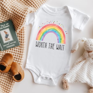 Worth The Wait Baby Onesie®, Gift for Baby, Baby Rainbow Bodysuit, Pregnancy Announcement Onesie® , Gift for Kids