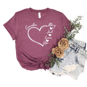 Personalized Grandma, Custom Grandma Shirt,  Gift For Grandma, Mother&#39;s Day Shirt, Grandma Shirt, Grandma Heart Shirt, Gift For Mom