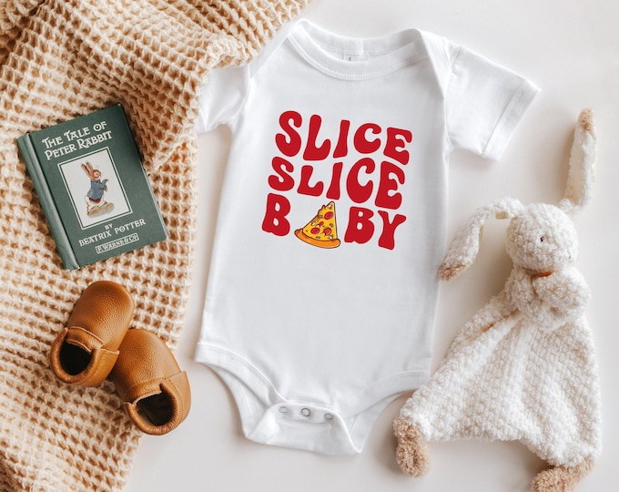 Slice Slice Baby Toddler Shirt, Slice Slice Baby Onesie® , Retro Pizza Kids Shirt, Cute Natural Toddler Tee, Retro Pizza Onesie®