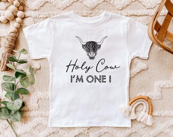 Holy Cow I'm One Birthday Onesie® , Birthday Shirt, Gift For Kids, 1st Birthday Shirt, Highland Cow Onesie® , Birthday Boy, First Birthday