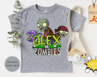Personalized Plants vs Zombies Custom Birthday Shirt, Raglan Family Matching Shirt, Plants vs Zombies Personalized Family Birthday Party Tee