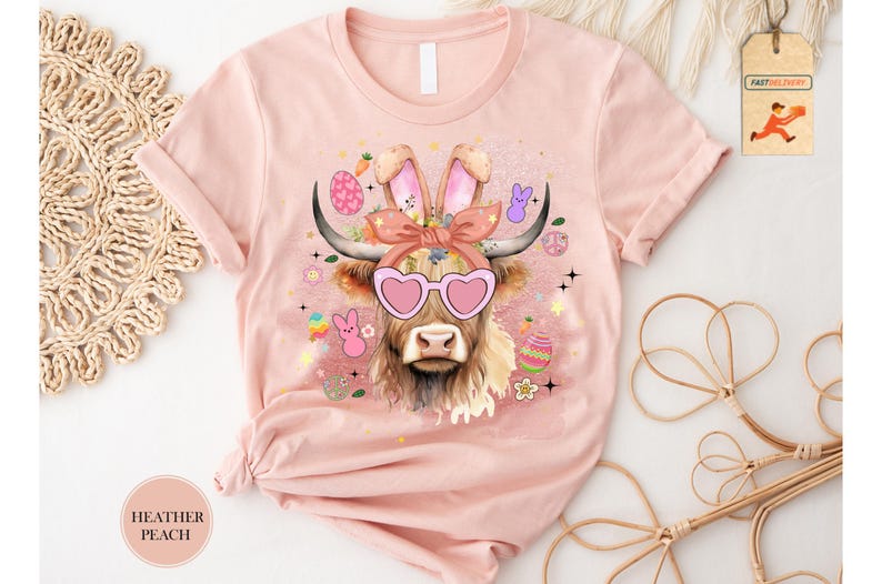 Cow Easter Bunny Shirt, Highland Cow Shirt, Easter Hifer Lover Shirt, Highland Cow Easter Day Shirt, Easter Cow Shirts, Western Easter Shirt