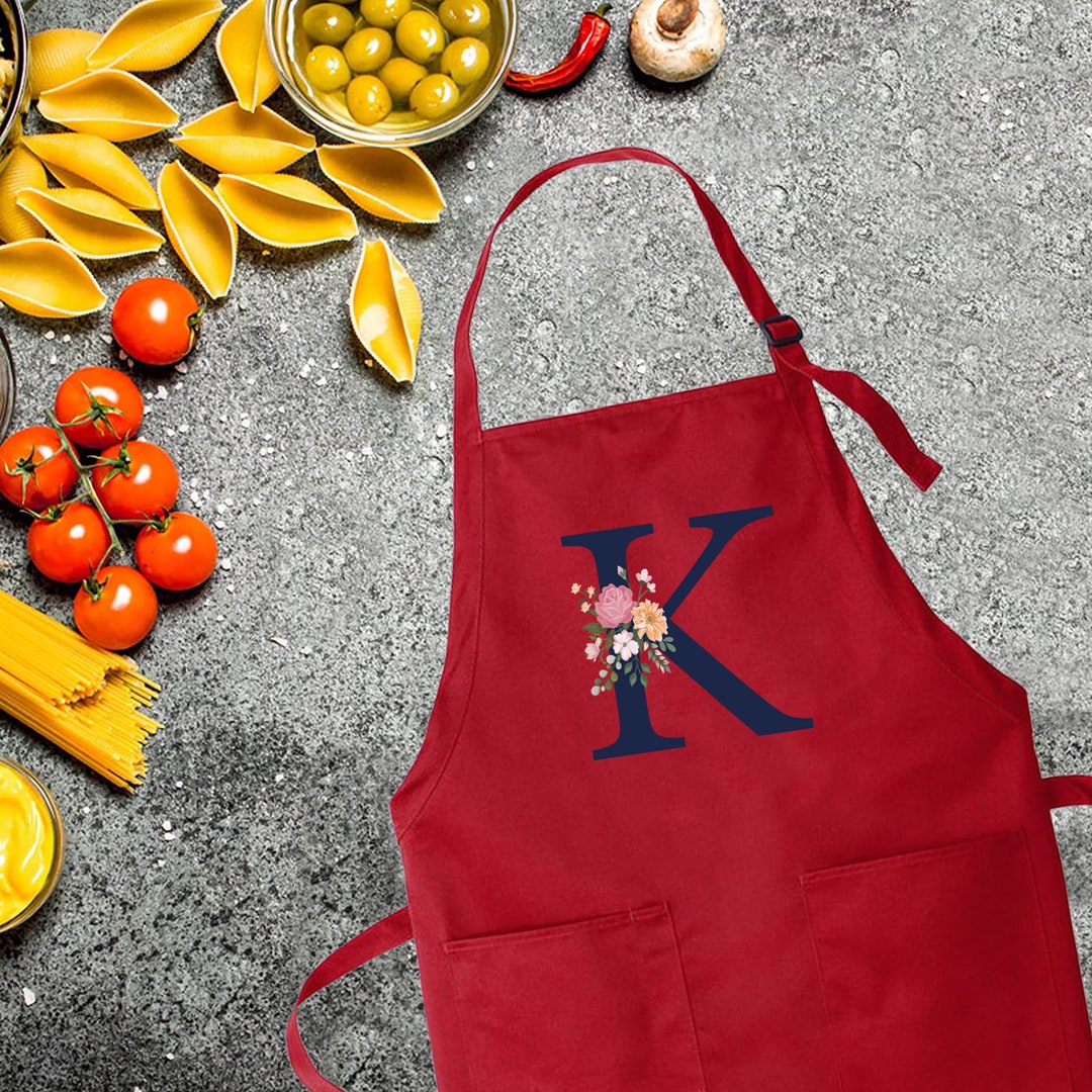 Personalized Initial Apron, Ruffled Apron, Aprons for Women, Cute