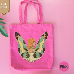 Angel Wings Canvas Tote Bag, Vintage Design Women Shoulder Bag, Plant Floral Tote Bag, Aesthetic Cute Shopping Bag,Eco Friendly Grocery Bag