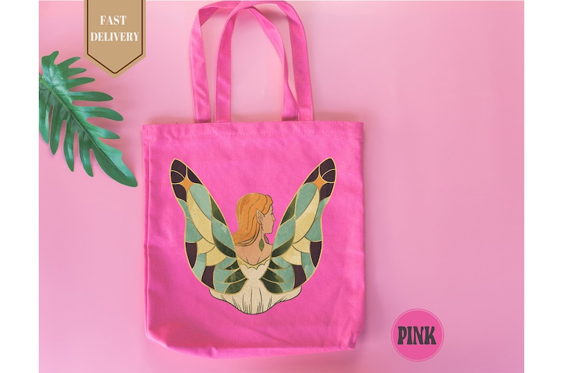 Angel Wings Canvas Tote Bag, Vintage Design Women Shoulder Bag, Plant Floral Tote Bag, Aesthetic Cute Shopping Bag,Eco Friendly Grocery Bag