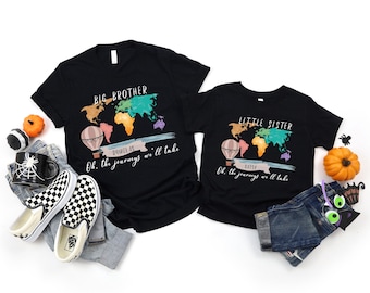 Adventure Map Set, Sibling Matching Shirt, Personelized  Tshirt, Unisex Big Little Brother Sister Gift, Personelized Onesie®