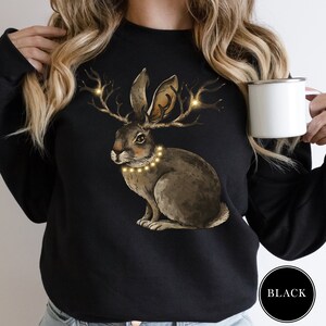 Rabbits Sweatshirt, Rabbits With Lights Sweatshirt, Christmas Lights Hoodie, Cottagecore Sweatshirt, Rabbit Lover Sweatshirt, Animals Hoodie