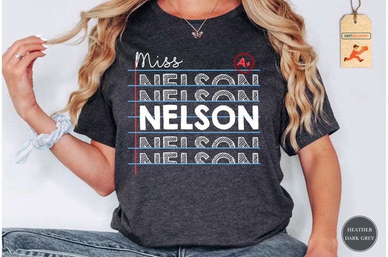 Teacher Shirt, Teacher Custom Name Shirt, Teacher Appreciation Gift, Notebook Paper Shirt, Teacher Shirt, Teacher Gift, Custom Teacher Shirt