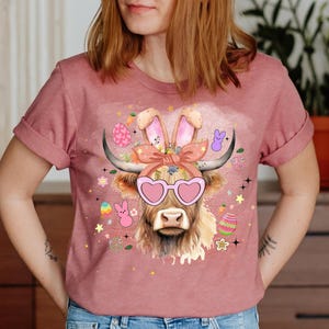 Cow Easter Bunny Shirt, Highland Cow Shirt, Easter Hifer Lover Shirt, Highland Cow Easter Day Shirt, Easter Cow Shirts, Western Easter Shirt