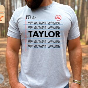 Teacher Shirt, Teacher Custom Name Shirt, Teacher Appreciation Gift, Notebook Paper Shirt, Teacher Shirt, Teacher Gift, Custom Teacher Shirt