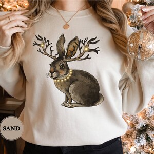 Rabbits Sweatshirt, Rabbits With Lights Sweatshirt, Christmas Lights Hoodie, Cottagecore Sweatshirt, Rabbit Lover Sweatshirt, Animals Hoodie