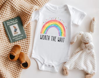 Worth The Wait Baby Onesie®, Gift for Baby, Baby Rainbow Bodysuit, Pregnancy Announcement Onesie® , Gift for Kids
