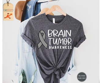 Brain Tumor Warrior Shirt, Brain Cancer Awareness Shirt, Brain Cancer Support Shirt, Brain Cancer Survivor Shirt, Brain Cancer Gray Ribbon