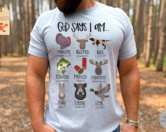 God Says I am Hunting Shirt, Funny Joke Hunting Shirt, Hunter Shirt, Huntsman Shirt, Hunter Dad Shirt, Hunting T Shirt, Deer Shirt, Dad Tee