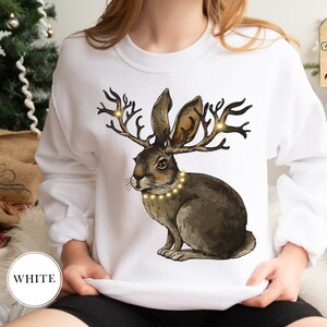 Rabbits Sweatshirt, Rabbits With Lights Sweatshirt, Christmas Lights Hoodie, Cottagecore Sweatshirt, Rabbit Lover Sweatshirt, Animals Hoodie