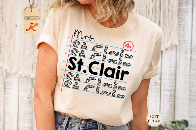 Teacher Shirt, Teacher Custom Name Shirt, Teacher Appreciation Gift, Notebook Paper Shirt, Teacher Shirt, Teacher Gift, Custom Teacher Shirt image 1