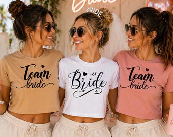 Camiseta para novia y equipo de la novia, top corto raglán para despedida de soltera, top corto para regalos de despedida de soltera, camiseta del equipo de la novia, camiseta de regalo para la fiesta de bodas