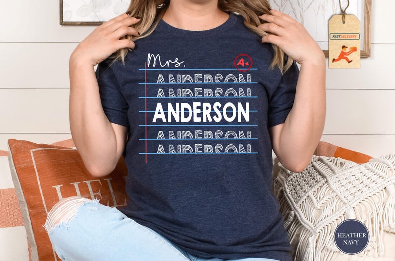 Teacher Shirt, Teacher Custom Name Shirt, Teacher Appreciation Gift, Notebook Paper Shirt, Teacher Shirt, Teacher Gift, Custom Teacher Shirt