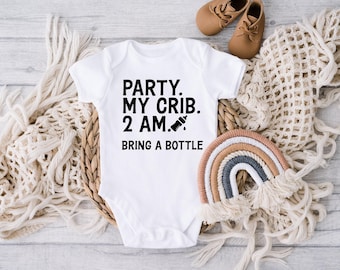 Body Party At My Crib®, ropa divertida para bebés, ropa para bebé niño, body lindo, bodys lindos para bebés, bodys divertidos para bebés, body personalizado®