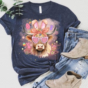 Cow Easter Bunny Shirt, Highland Cow Shirt, Easter Hifer Lover Shirt, Highland Cow Easter Day Shirt, Easter Cow Shirts, Western Easter Shirt