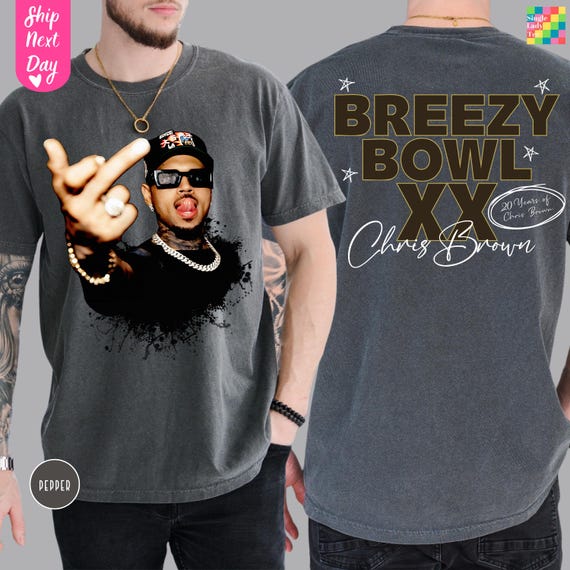 Comfort Colors® Chris Brown Vintage Middle Finger Vintage Shirt, Concert 2025 Shirt, Chris Brown Breezy Bowl XX Graphic Tee, Music TShirt