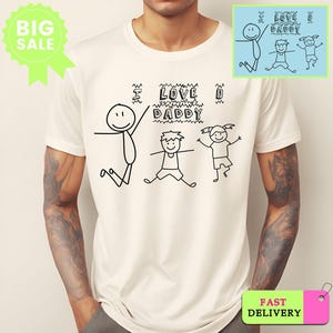 Chemise dessin personnalisée, chemise dessin enfant, chemise dessin réel, chemise art enfant, cadeau pour maman, cadeau pour papa, chemise personnalisée, t-shirt souvenirs image 2
