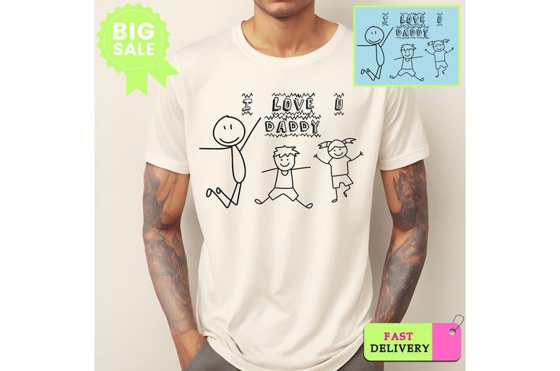 Chemise dessin personnalisée, chemise dessin enfant, chemise dessin réel, chemise art enfant, cadeau pour maman, cadeau pour papa, chemise personnalisée, t-shirt souvenirs image 2