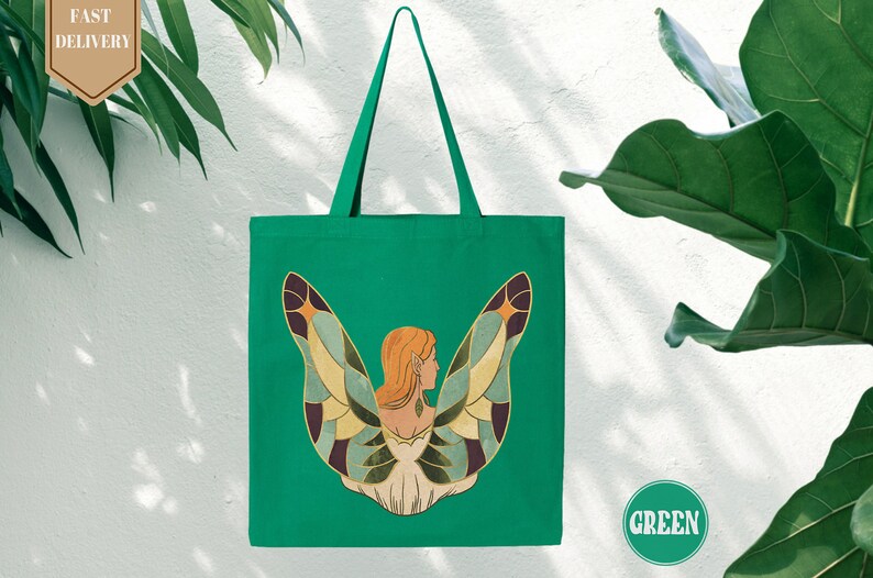Angel Wings Canvas Tote Bag, Vintage Design Women Shoulder Bag, Plant Floral Tote Bag, Aesthetic Cute Shopping Bag,Eco Friendly Grocery Bag