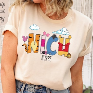 Chemise Winnie l'ourson, infirmière de l'USIN, chemise chambre d'enfant, chemise d'infirmière de soins intensifs néonatale, chemise étudiante en soins infirmiers, chemise d'infirmière, cadeau d'appréciation d'infirmière