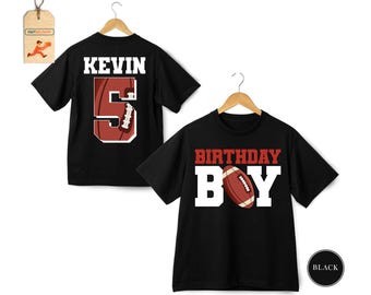 American Football Birthday Boy Shirt, Football Birthday Party Tee, Custom Birthday Football Shirt, Kids Name Age Birthday Shirt,Birthday Tee