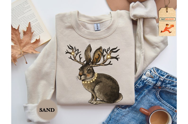 Rabbits Sweatshirt, Rabbits With Lights Sweatshirt, Christmas Lights Hoodie, Cottagecore Sweatshirt, Rabbit Lover Sweatshirt, Animals Hoodie